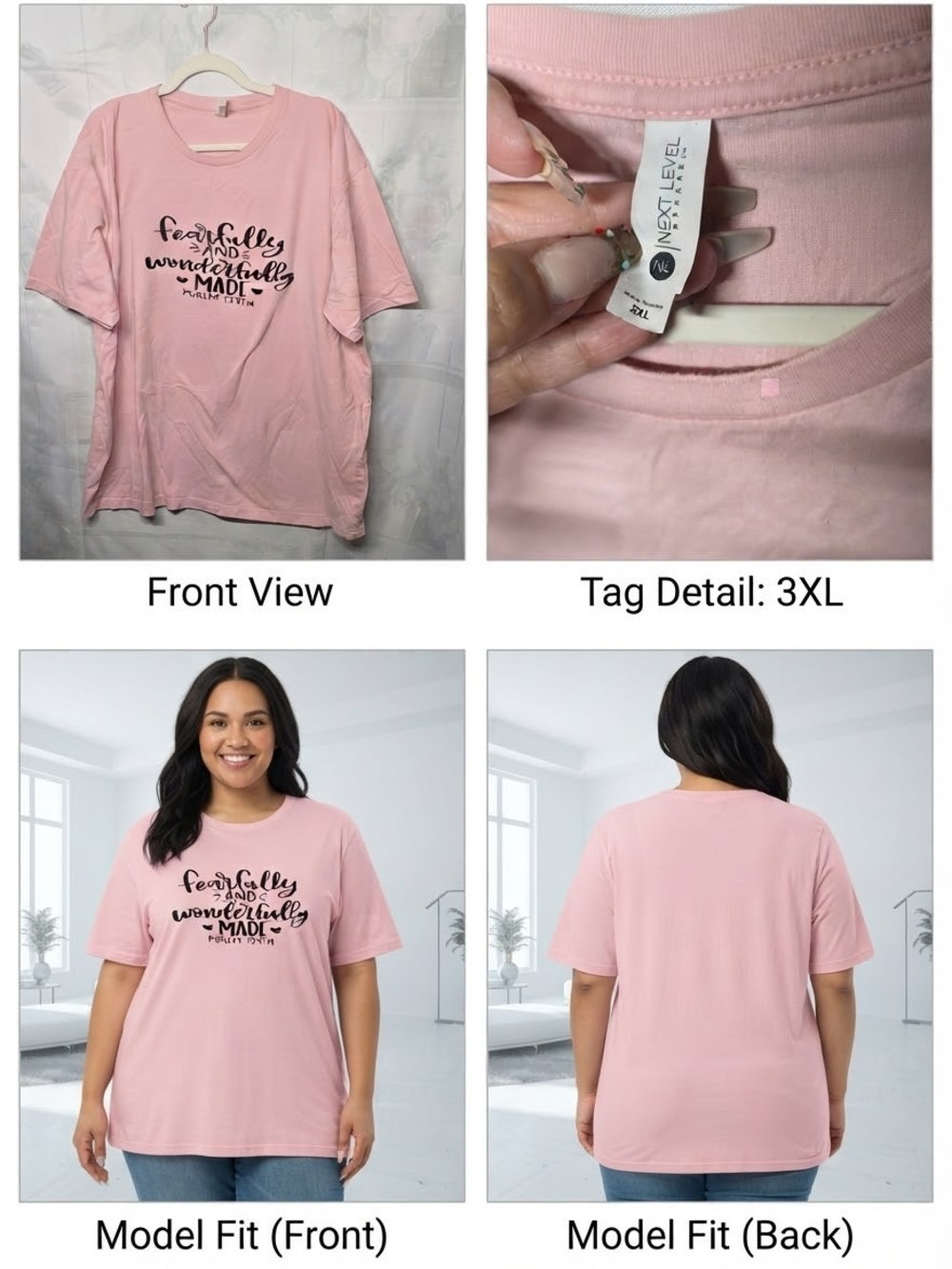 Next Level Apparel Pink Plus-Size Graphic Tee - Fearfully & Wonderfully Made
